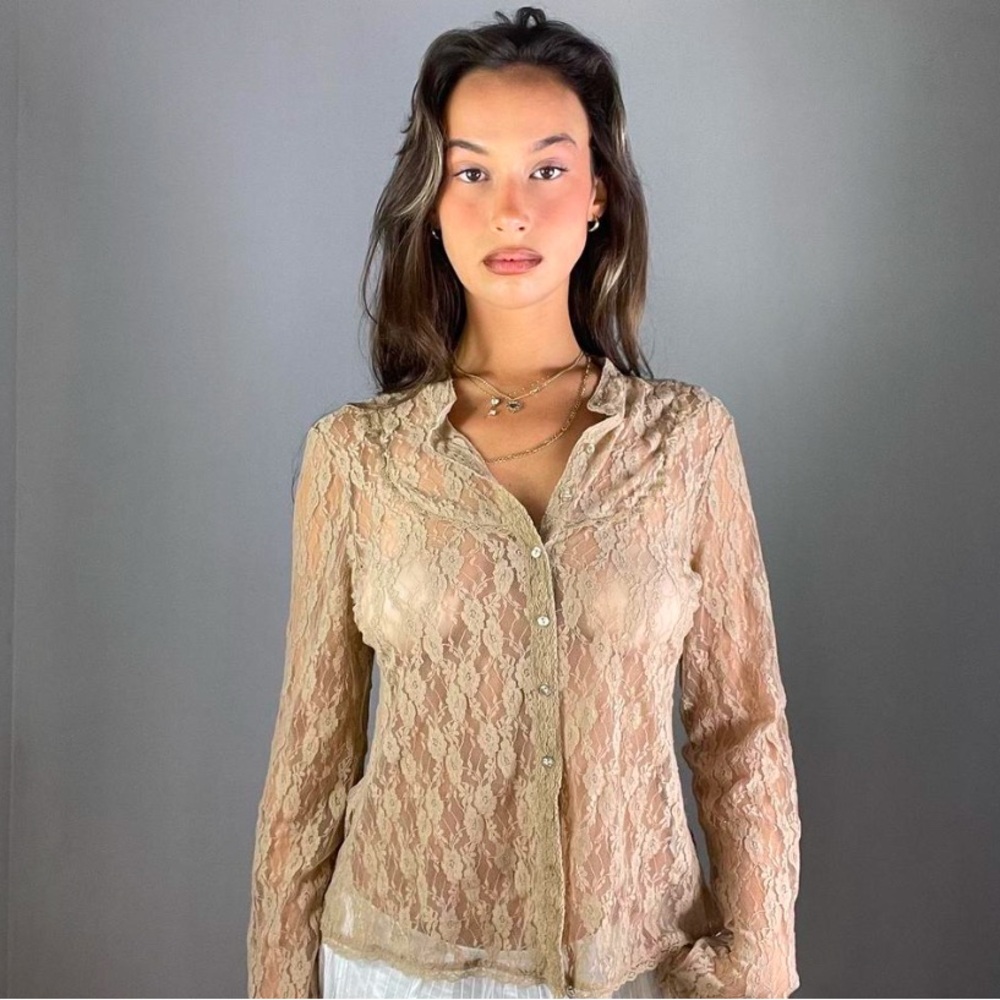 Elegant Lace Tan Blouse